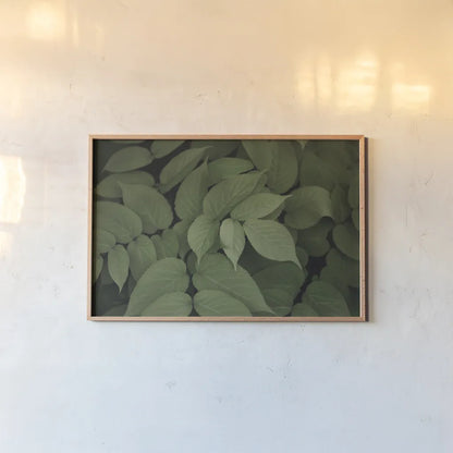 Leafy I by Elizabeth Urquhart. shown as a paper print in a natural frame. Available as a archival giclee rolled canvas, fine art paper, or poster print. SKU 50718i.