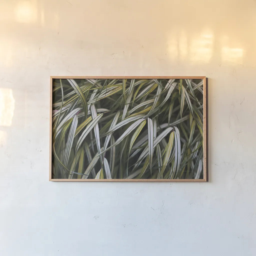 Leafy IV by Elizabeth Urquhart. shown as a paper print in a natural frame. Available as a archival giclee rolled canvas, fine art paper, or poster print. SKU 50721i.