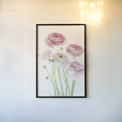 Light and Bright Floral V by Elizabeth Urquhart. shown as a paper print in a black flame. Available as a archival giclee rolled canvas, fine art paper, or poster print. SKU 33342h.