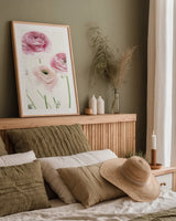 Light and Bright Floral VI by Elizabeth Urquhart. shown as a paper print in a natural frame. Available as a archival giclee rolled canvas, fine art paper, or poster print. SKU 33343h.