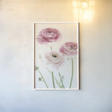 Light and Bright Floral VI by Elizabeth Urquhart. shown as a paper print in a white frame. Available as a archival giclee rolled canvas, fine art paper, or poster print. SKU 33343h.