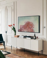 Looking Up III by Elizabeth Urquhart. shown as a framed stretched canvas in a living room above a console. Available as a archival giclee rolled canvas, fine art paper, or poster print. SKU 39116i.