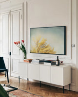 Looking Up IV by Elizabeth Urquhart. shown as a framed stretched canvas in a living room above a console. Available as a archival giclee rolled canvas, fine art paper, or poster print. SKU 21192i.
