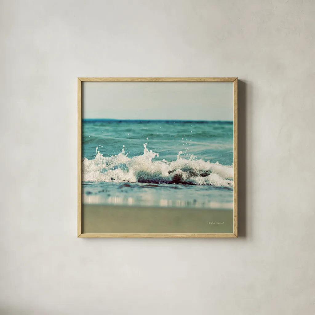 Mint Cottage Days II Crop by Elizabeth Urquhart. Shown in a natural wood glass frame for a timeless modern aesthetic. Available as an archival giclee rolled canvas, fine art paper, or poster print. SKU 23783a.