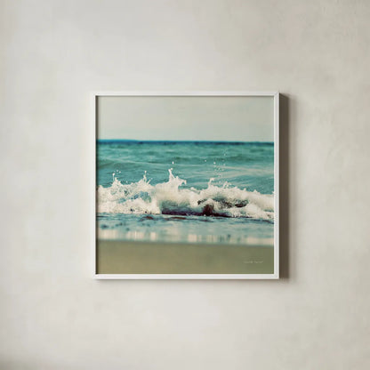 Mint Cottage Days II Crop by Elizabeth Urquhart. Shown in a crisp white glass frame for a clean and minimalist style. Available as an archival giclee rolled canvas, fine art paper, or poster print. SKU 23783a.