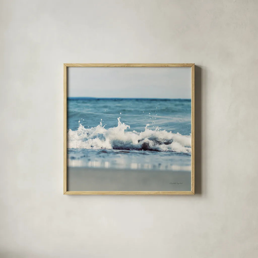 Mint Cottage Days II Crop v2 by Elizabeth Urquhart. Shown in a natural wood glass frame for a timeless modern aesthetic. Available as an archival giclee rolled canvas, fine art paper, or poster print. SKU 42184a.