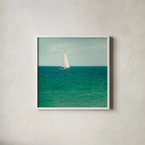 Mint Cottage Days III Crop by Elizabeth Urquhart. Shown in a crisp white glass frame for a clean and minimalist style. Available as an archival giclee rolled canvas, fine art paper, or poster print. SKU 23784a.