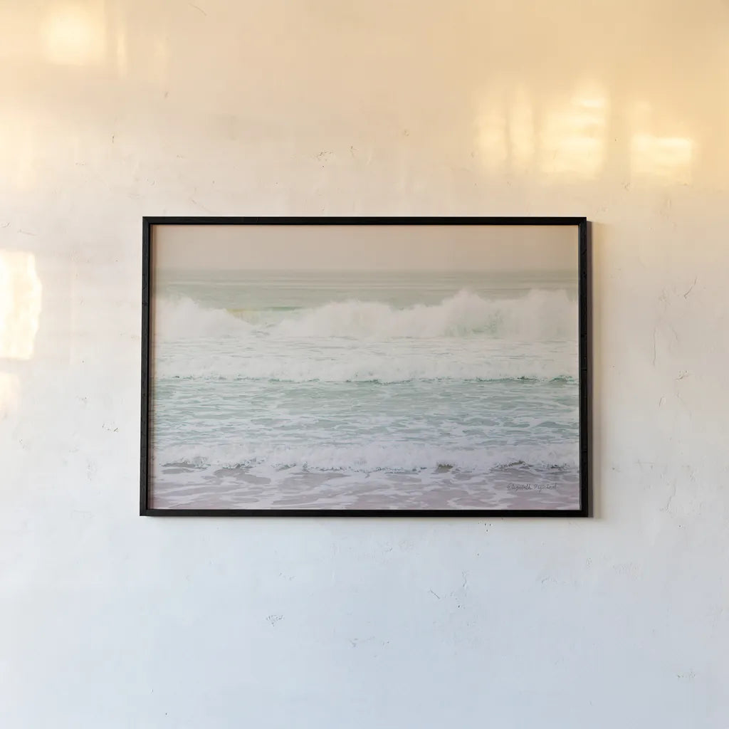 Morning Wave I by Elizabeth Urquhart. shown as a paper print in a black flame. Available as a archival giclee rolled canvas, fine art paper, or poster print. SKU 67330i.