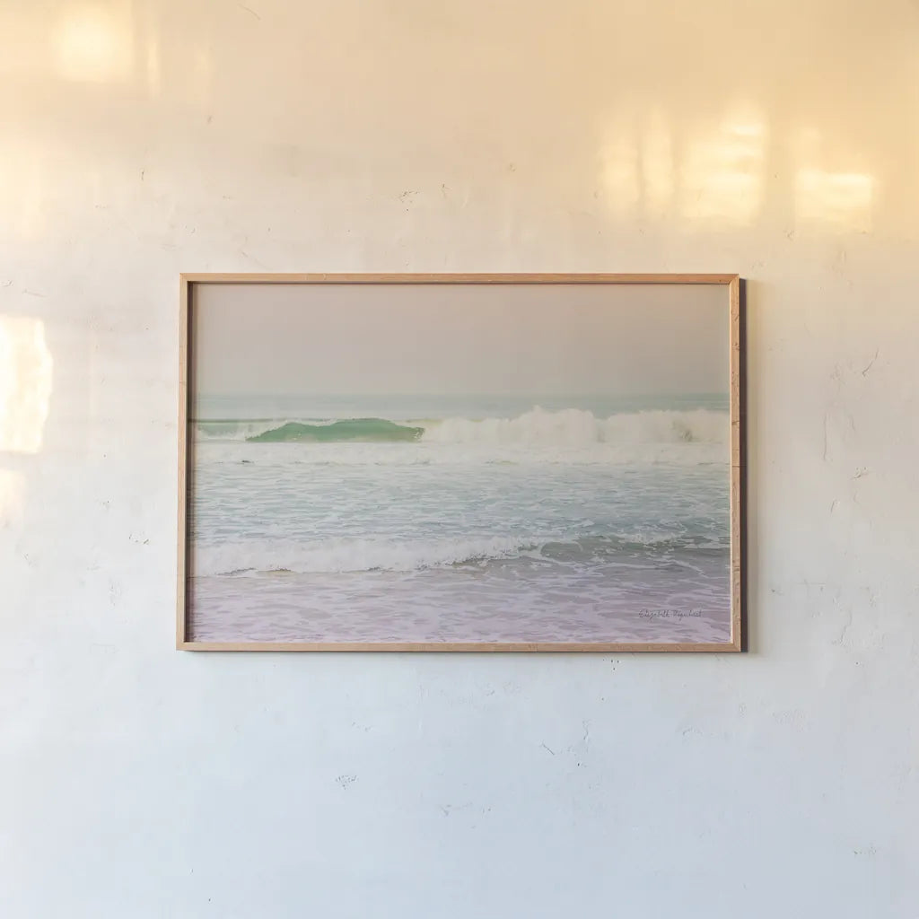 Morning Wave II by Elizabeth Urquhart. shown as a paper print in a natural frame. Available as a archival giclee rolled canvas, fine art paper, or poster print. SKU 67331i.