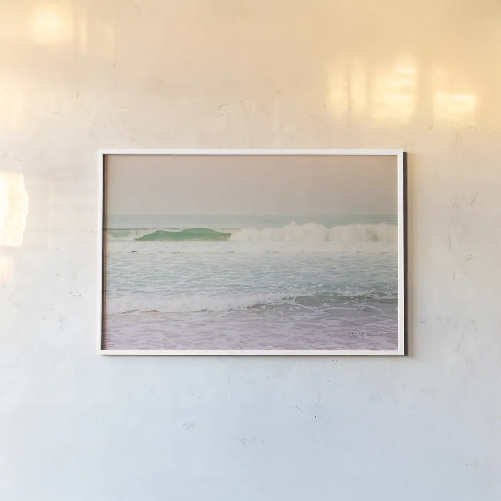 Morning Wave II by Elizabeth Urquhart. shown as a paper print in a white frame. Available as a archival giclee rolled canvas, fine art paper, or poster print. SKU 67331i.
