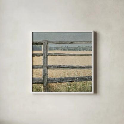 Neutral Country I Crop by Elizabeth Urquhart. Shown in a crisp white glass frame for a clean and minimalist style. Available as an archival giclee rolled canvas, fine art paper, or poster print. SKU 22383a.