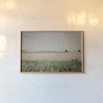 Neutral Country II by Elizabeth Urquhart. shown as a paper print in a natural frame. Available as a archival giclee rolled canvas, fine art paper, or poster print. SKU 22384i.