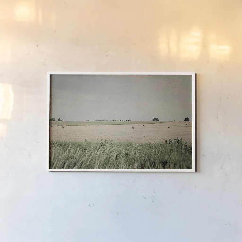Neutral Country II by Elizabeth Urquhart. shown as a paper print in a white frame. Available as a archival giclee rolled canvas, fine art paper, or poster print. SKU 22384i.
