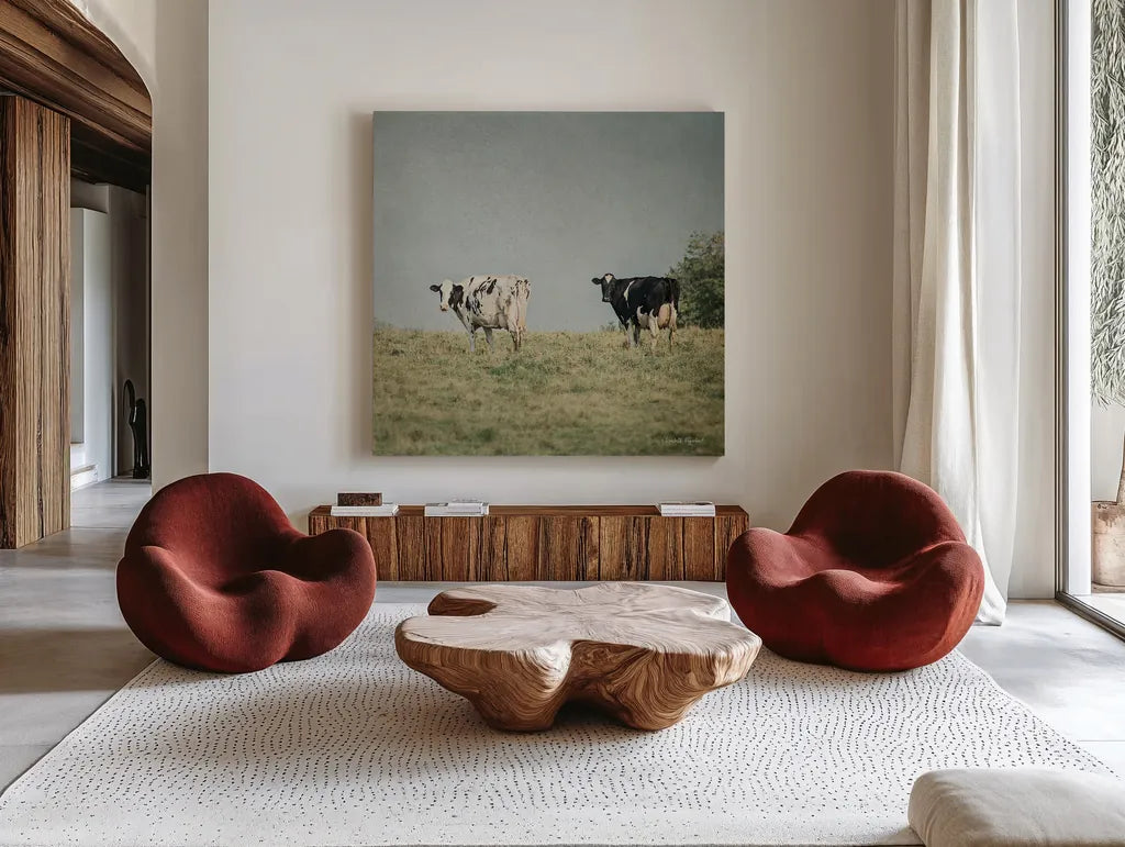 Neutral Country III Crop by Elizabeth Urquhart. Shown as extra-large giant wall art in a modern living room. Available as an archival giclee rolled canvas, fine art paper, or poster print. SKU 22385a.