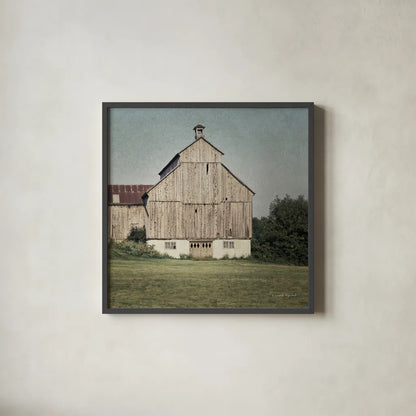 Neutral Country IV Crop by Elizabeth Urquhart. Shown in a sleek black glass frame for a contemporary gallery look. Available as an archival giclee rolled canvas, fine art paper, or poster print. SKU 22386a.