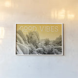 Ombre Adventure I Good Vibes by Elizabeth Urquhart. shown as a paper print in a white frame. Available as a archival giclee rolled canvas, fine art paper, or poster print. SKU 34482i.