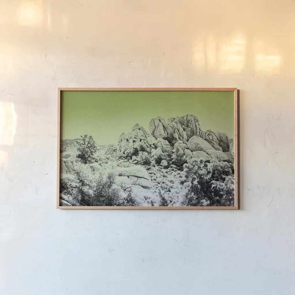 Ombre Adventure V by Elizabeth Urquhart. shown as a paper print in a natural frame. Available as a archival giclee rolled canvas, fine art paper, or poster print. SKU 33212i.