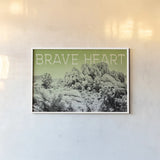 Ombre Adventure V Brave Heart by Elizabeth Urquhart. shown as a paper print in a white frame. Available as a archival giclee rolled canvas, fine art paper, or poster print. SKU 34486i.