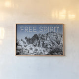 Ombre Adventure VI Free Spirit by Elizabeth Urquhart. shown as a paper print in a natural frame. Available as a archival giclee rolled canvas, fine art paper, or poster print. SKU 34487i.