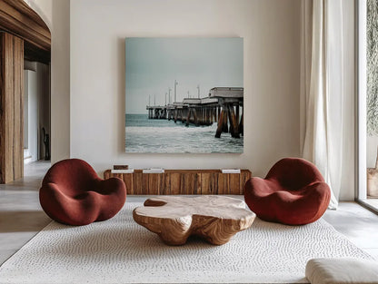 Pacific Cool II by Elizabeth Urquhart. Shown as extra-large giant wall art in a modern living room. Available as an archival giclee rolled canvas, fine art paper, or poster print. SKU 25521a.