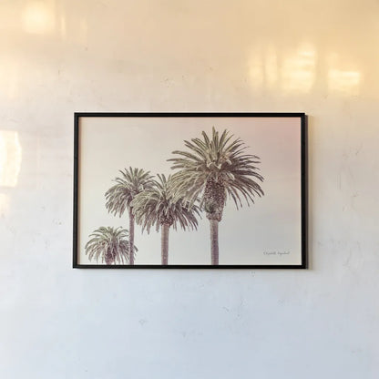 Pastel Palms by Elizabeth Urquhart. shown as a paper print in a black flame. Available as a archival giclee rolled canvas, fine art paper, or poster print. SKU 67332i.