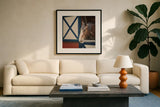 Patriotic Pony I Crop by Elizabeth Urquhart. Displayed in a glass frame with matte in a clean modern living room. Available as an archival giclee rolled canvas, fine art paper, or poster print. SKU 23780a.
