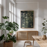 Running Wild I by Elizabeth Urquhart. shown as a print in a natural wood frame in a dining room. Available as a archival giclee rolled canvas, fine art paper, or poster print. SKU 74449h.