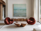 The Tide I Square by Elizabeth Urquhart. Shown as extra-large giant wall art in a modern living room. Available as an archival giclee rolled canvas, fine art paper, or poster print. SKU 17682a.