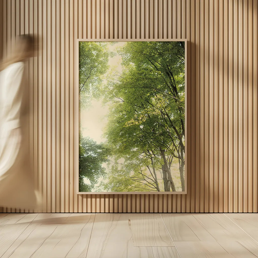 Towering Maples III by Elizabeth Urquhart. shown as over sized large wall art. Available as an archival giclee rolled canvas, fine art paper, or poster print. SKU 30345h.