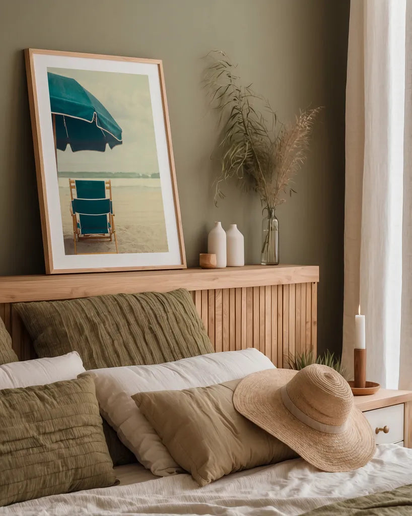 Under the Umbrella II by Elizabeth Urquhart. shown as a paper print in a natural frame. Available as a archival giclee rolled canvas, fine art paper, or poster print. SKU 33207h.