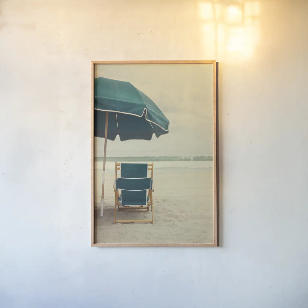 Under the Umbrella II by Elizabeth Urquhart. shown as a paper print in a natural frame. Available as a archival giclee rolled canvas, fine art paper, or poster print. SKU 33207h.