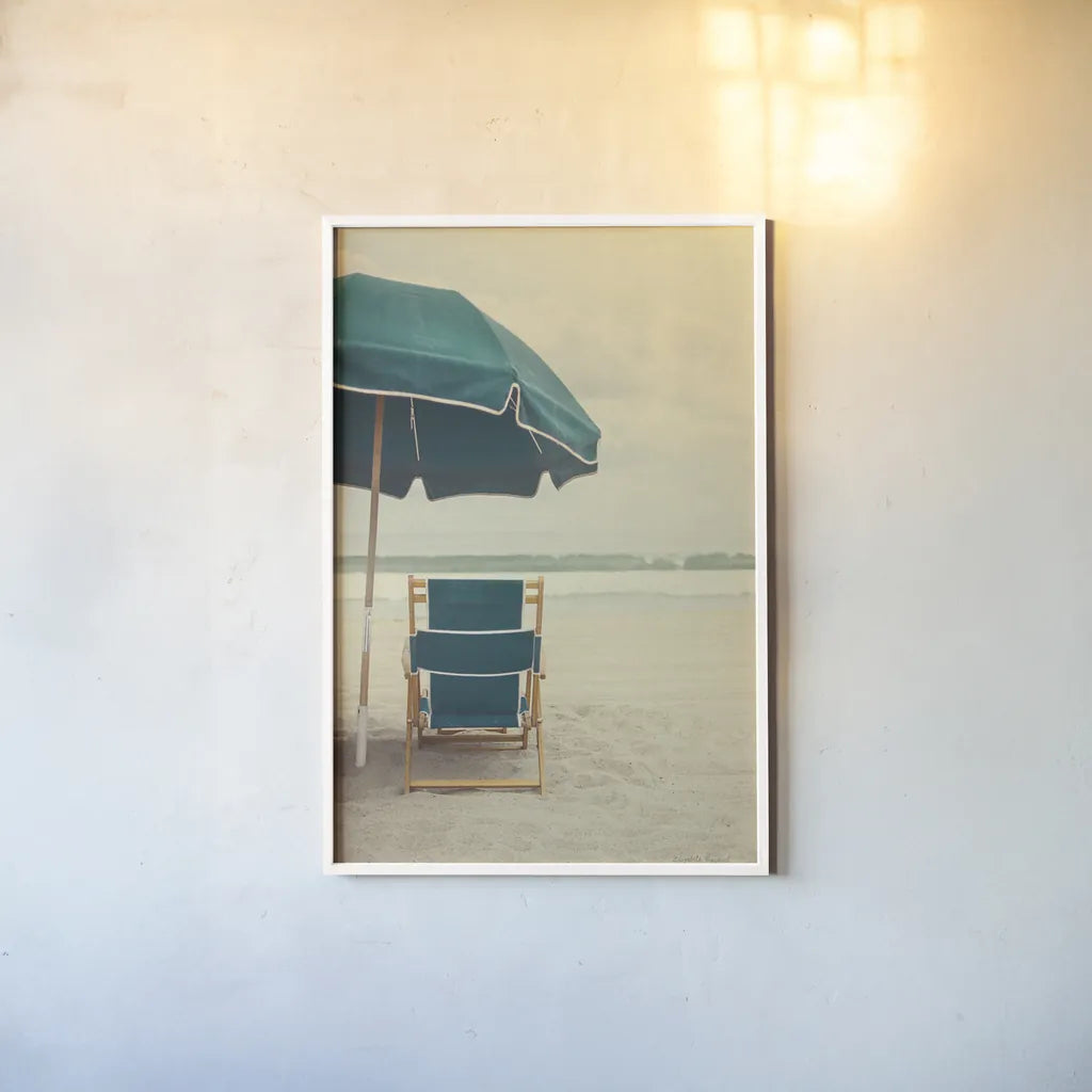 Under the Umbrella II by Elizabeth Urquhart. shown as a paper print in a white frame. Available as a archival giclee rolled canvas, fine art paper, or poster print. SKU 33207h.