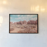 What a View I by Elizabeth Urquhart. shown as a paper print in a black flame. Available as a archival giclee rolled canvas, fine art paper, or poster print. SKU 67333i.