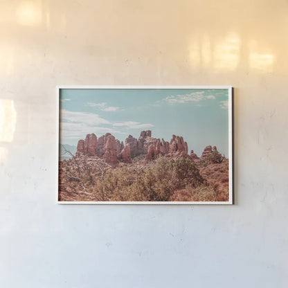 What a View II by Elizabeth Urquhart. shown as a paper print in a white frame. Available as a archival giclee rolled canvas, fine art paper, or poster print. SKU 67334i.