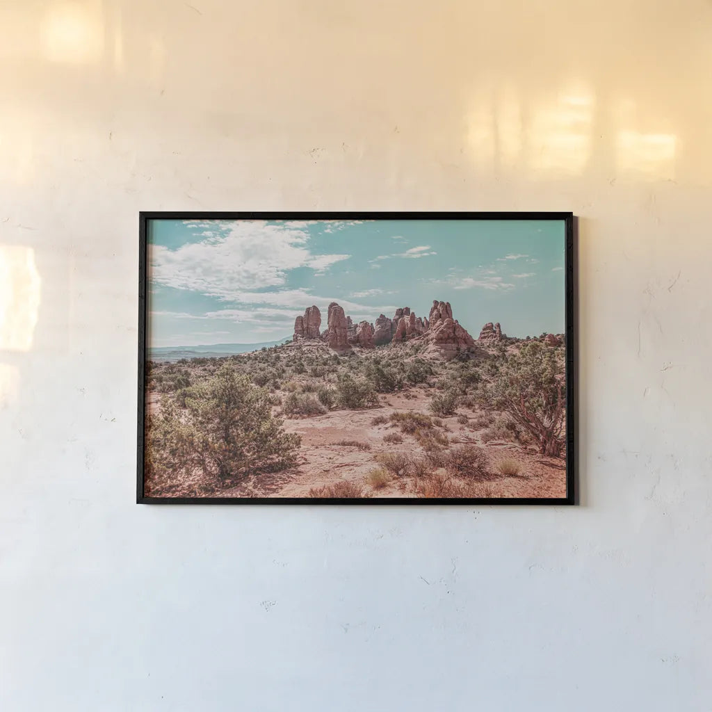 What a View III by Elizabeth Urquhart. shown as a paper print in a black flame. Available as a archival giclee rolled canvas, fine art paper, or poster print. SKU 67335i.