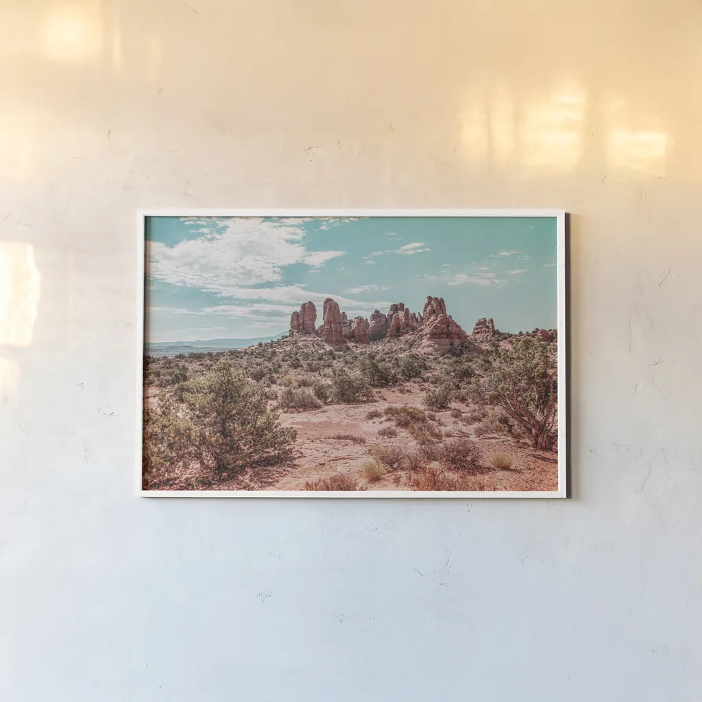 What a View III by Elizabeth Urquhart. shown as a paper print in a white frame. Available as a archival giclee rolled canvas, fine art paper, or poster print. SKU 67335i.
