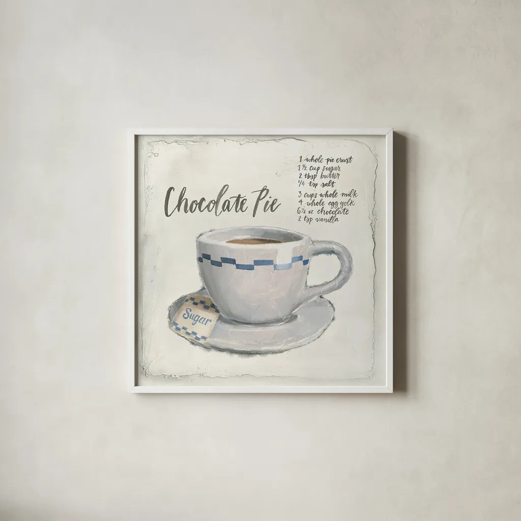 American Diner II by Emily Adams. Shown in a crisp white glass frame for a clean and minimalist style. Available as an archival giclee rolled canvas, fine art paper, or poster print. SKU 28080a.