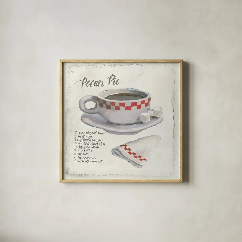 American Diner IV by Emily Adams. Shown in a natural wood glass frame for a timeless modern aesthetic. Available as an archival giclee rolled canvas, fine art paper, or poster print. SKU 28082a.