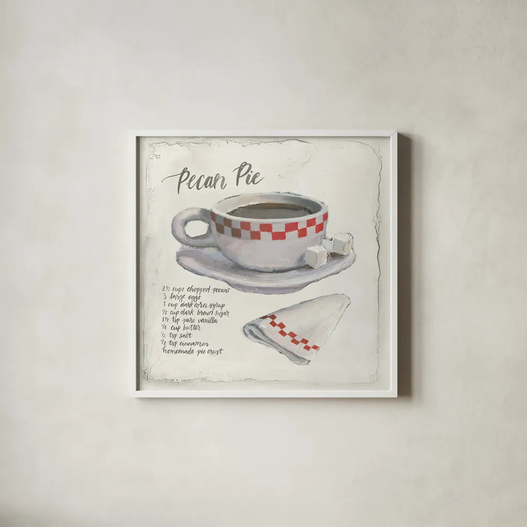 American Diner IV by Emily Adams. Shown in a crisp white glass frame for a clean and minimalist style. Available as an archival giclee rolled canvas, fine art paper, or poster print. SKU 28082a.