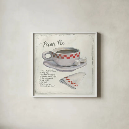 American Diner IV by Emily Adams. Shown in a crisp white glass frame for a clean and minimalist style. Available as an archival giclee rolled canvas, fine art paper, or poster print. SKU 28082a.