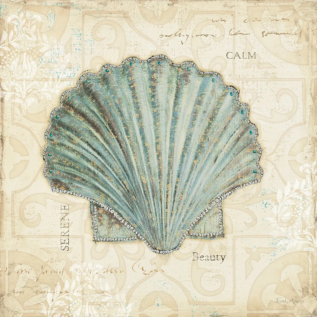 Beach Treasures I by Emily Adams. SKU 13494a. Archival Giclee Fine art print for wall decor.