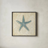 Beach Treasures II by Emily Adams. Shown in a sleek black glass frame for a contemporary gallery look. Available as an archival giclee rolled canvas, fine art paper, or poster print. SKU 13495a.