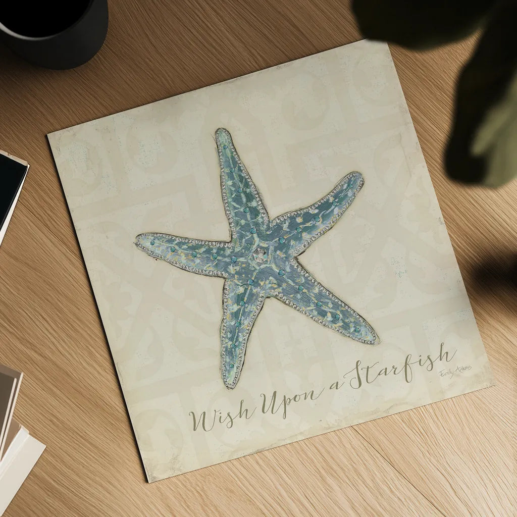 Beach Treasures II Christmas by Emily Adams. Shown as a detailed flat fine art print, highlighting archival giclee quality. Available as an archival giclee rolled canvas, fine art paper, or poster print. SKU 44923a.