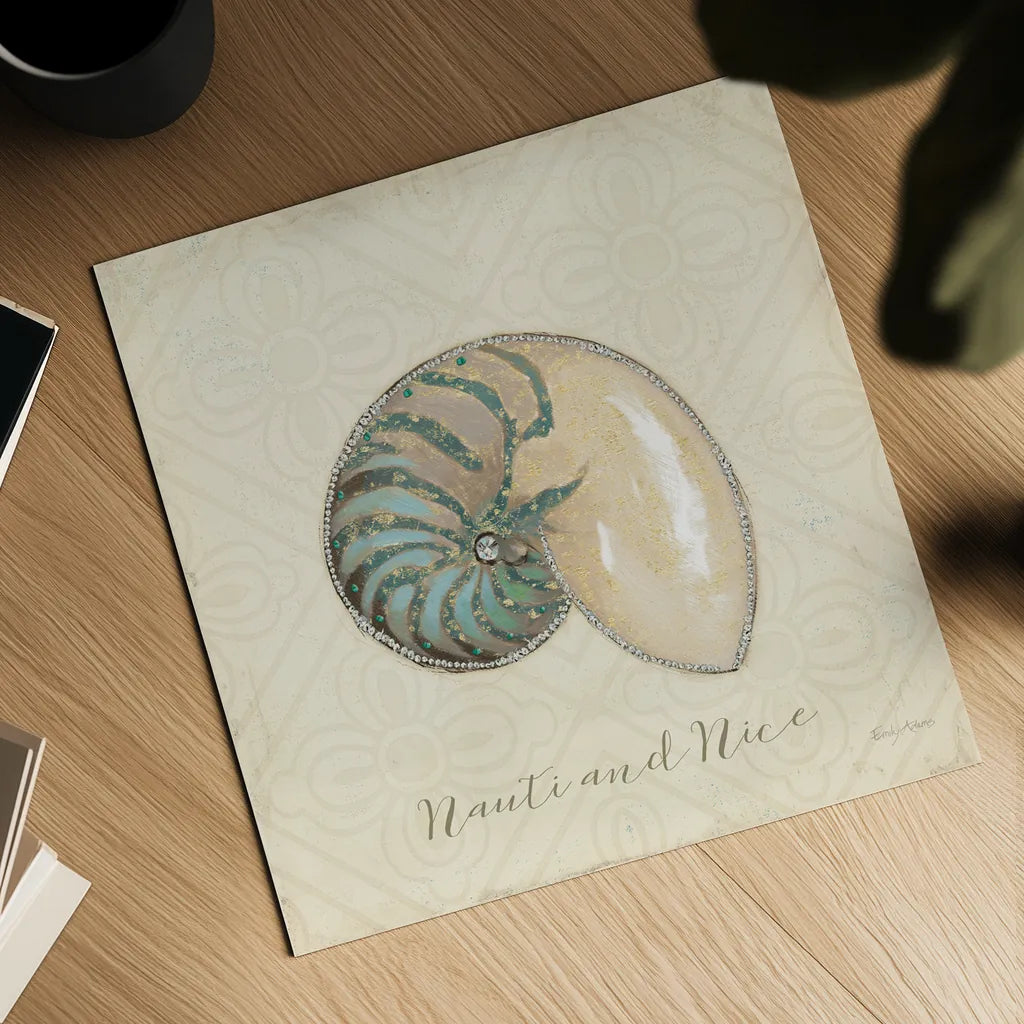 Beach Treasures III Christmas by Emily Adams. Shown as a detailed flat fine art print, highlighting archival giclee quality. Available as an archival giclee rolled canvas, fine art paper, or poster print. SKU 44924a.