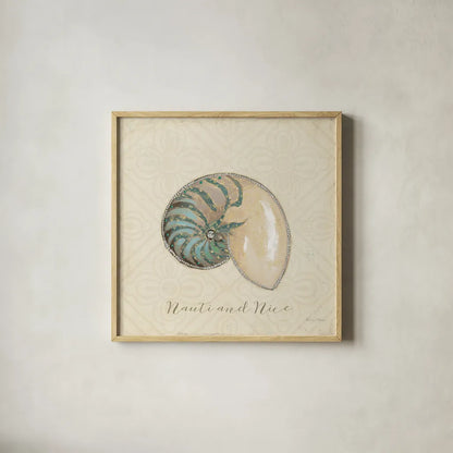 Beach Treasures III Christmas by Emily Adams. Shown in a natural wood glass frame for a timeless modern aesthetic. Available as an archival giclee rolled canvas, fine art paper, or poster print. SKU 44924a.