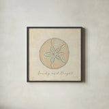 Beach Treasures IV Christmas by Emily Adams. Shown in a sleek black glass frame for a contemporary gallery look. Available as an archival giclee rolled canvas, fine art paper, or poster print. SKU 44925a.