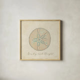 Beach Treasures IV Christmas by Emily Adams. Shown in a natural wood glass frame for a timeless modern aesthetic. Available as an archival giclee rolled canvas, fine art paper, or poster print. SKU 44925a.
