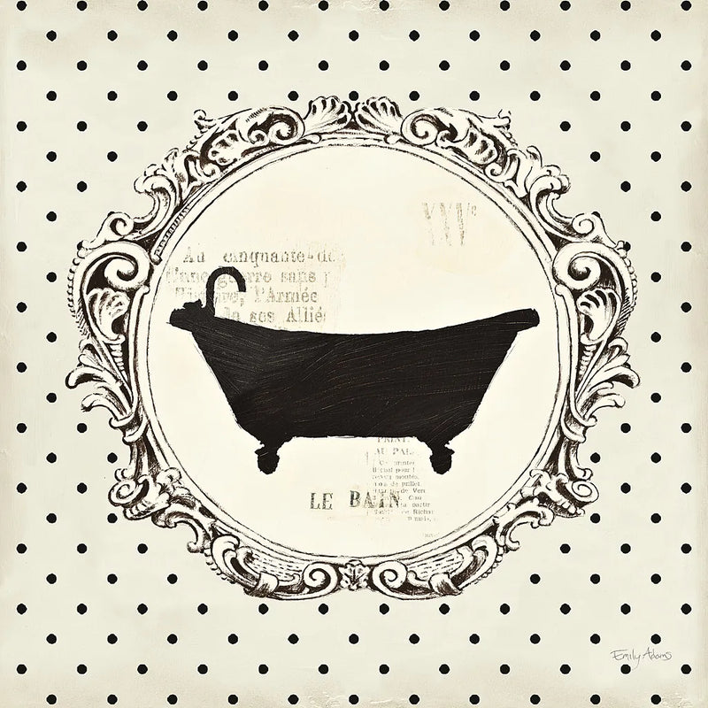 Cartouche Bath by Emily Adams. SKU 11965a. Archival Giclee Fine art print for wall decor.
