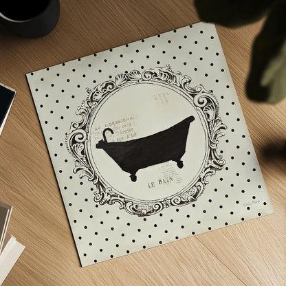 Cartouche Bath by Emily Adams. Shown as a detailed flat fine art print, highlighting archival giclee quality. Available as an archival giclee rolled canvas, fine art paper, or poster print. SKU 11965a.