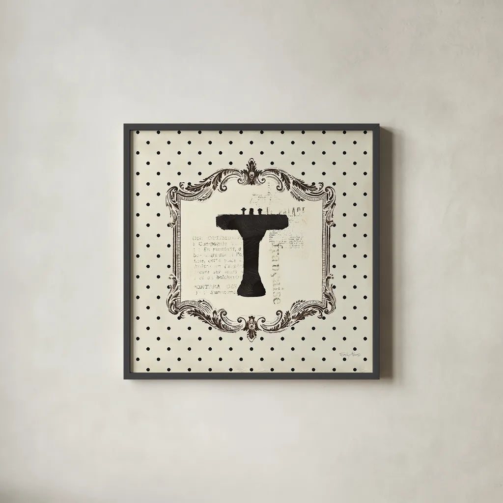Cartouche Sink by Emily Adams. Shown in a sleek black glass frame for a contemporary gallery look. Available as an archival giclee rolled canvas, fine art paper, or poster print. SKU 11966a.